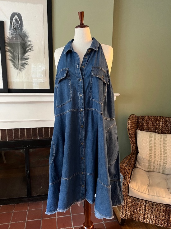 Pilcro Dresses & Skirts - Pilcro Lyocell Denim Halter Midi Dress | Utility Pockets | Size 2X